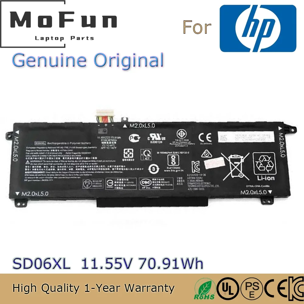 

Совершенно новый оригинальный аккумулятор для ноутбука SD06XL 11,55 В 70,91 Втч для HP Omen 15 15-EN0023DX 15-en1177ng 15-ek0056TX HSTNN-DB9U и т. д.