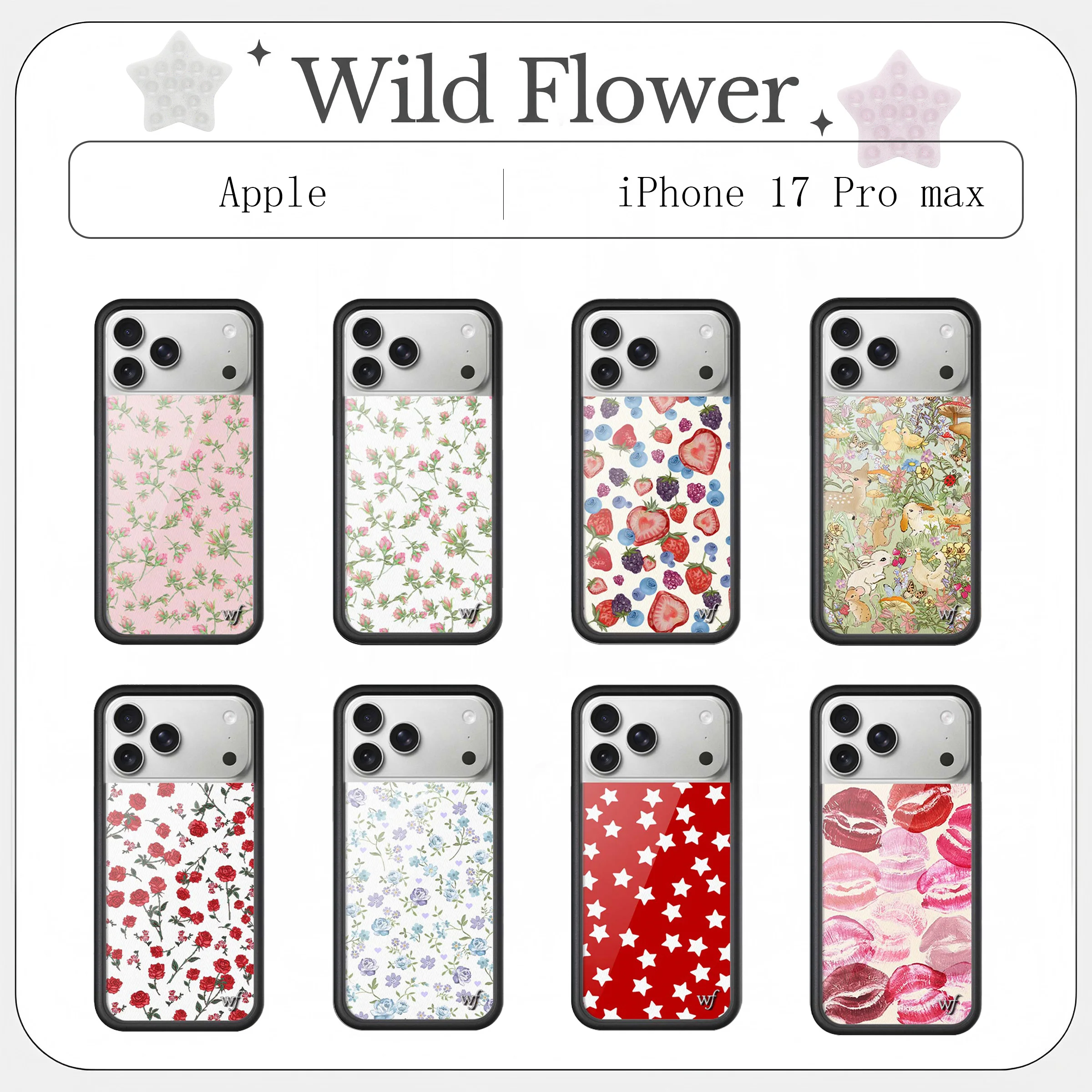 

New Wildflower 3D WF Flower beds Phone Case for iPhone 12 13 14 15 16 17Pro Max Plus Lips INS Cartoon Cover Rabbit 17 Pro