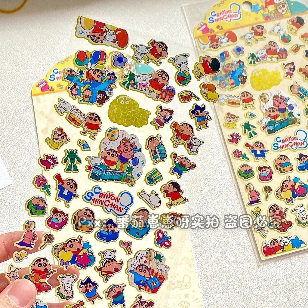 Crayon Shin-chan Cute Cartoon Laser Hot Stamping Stickers Kawaii Periphery Toy Trunk Hand Account Decorate Lovely Holiday Gifts