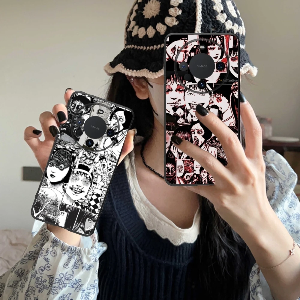 Junji Ito Cool Souichi Mobile Cell Phone Case for Huawei Mate 60 50 40 30 20 10 Pro Plus Lite E 5G Black Soft Phone Cover Shell