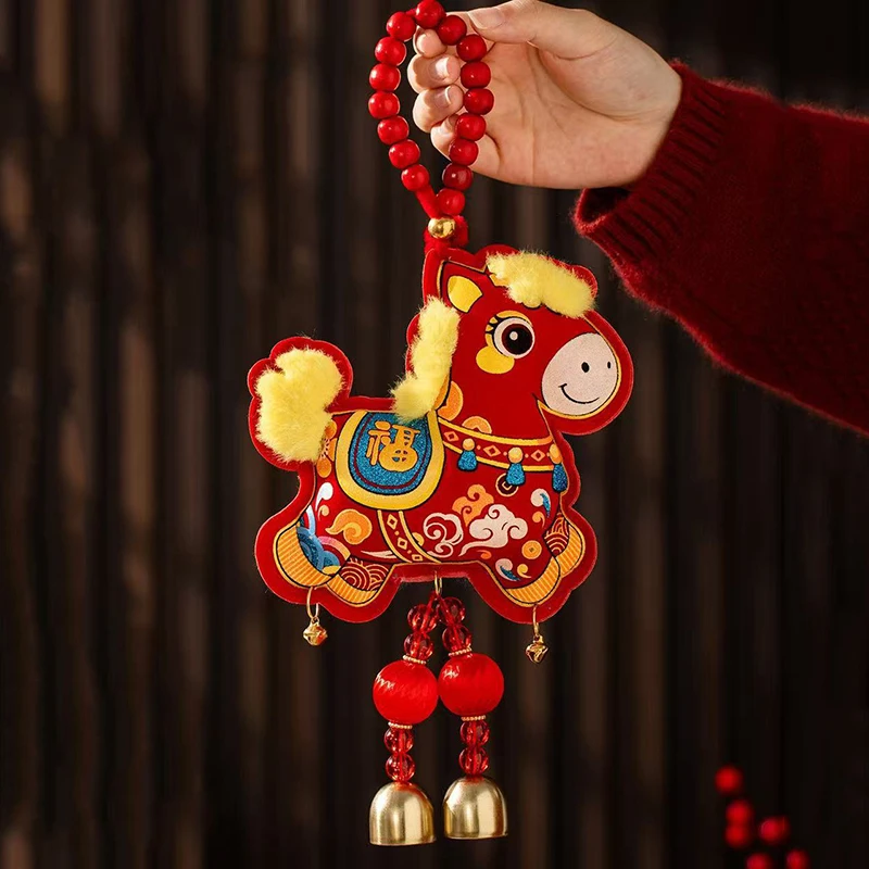 Decoración de Año Nuevo Chino 2026, Colgante de Caballo para Puerta, Decoración Tet, Adorno Colgante, Suministros para el Festival de Primavera