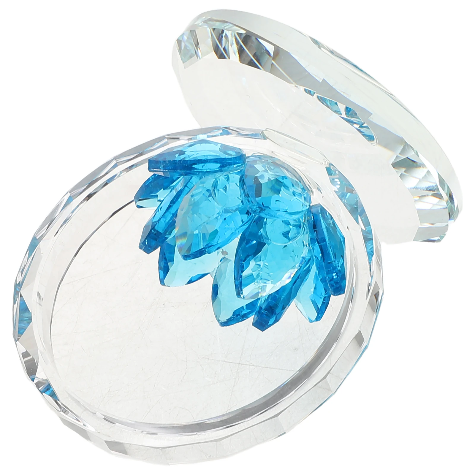 

Lotus Crystal Ornament Decor Reflection Flower Glass Figurine Figurines Blue Ornaments Basket