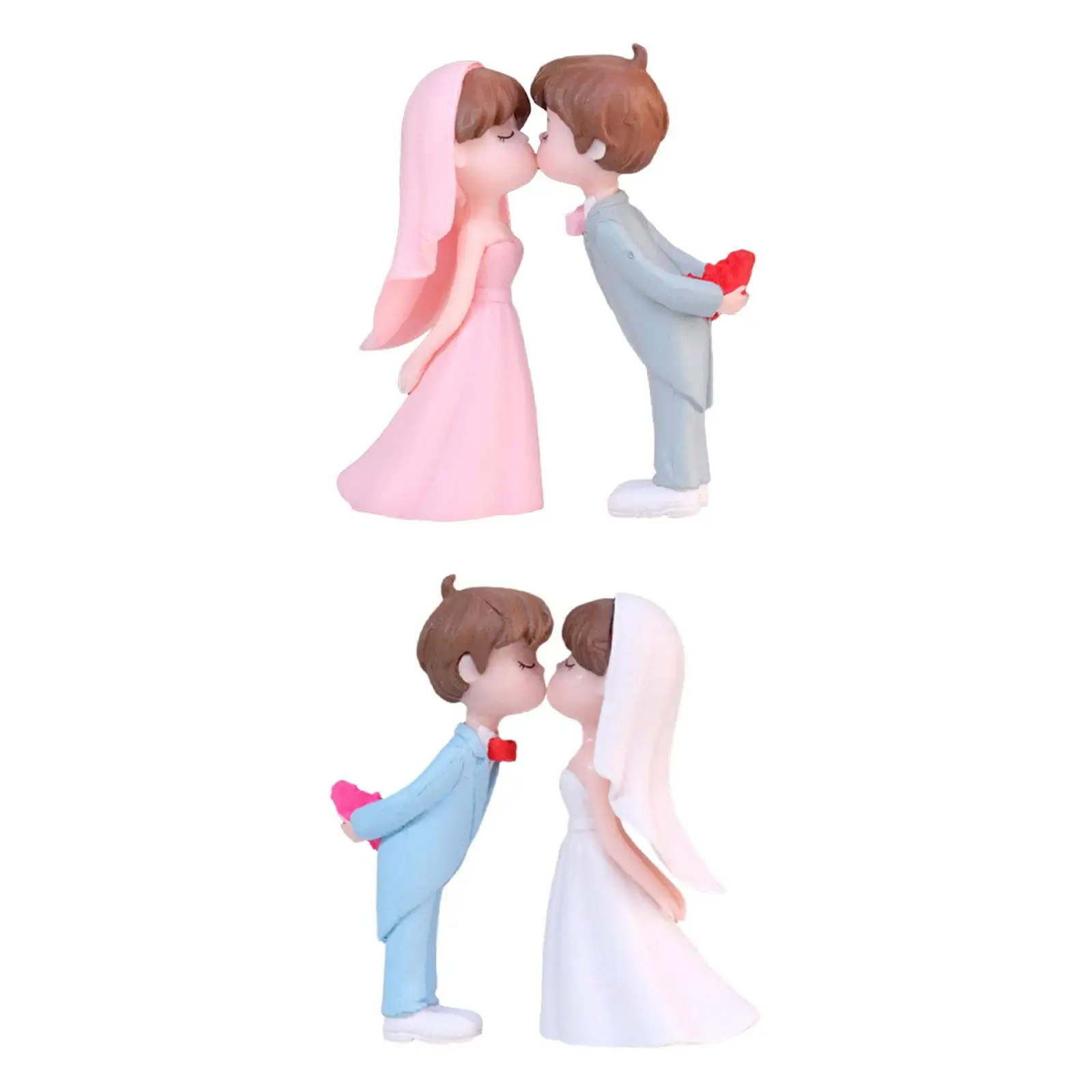 Wedding Cake Toppers Wedding Cake Dolls Realistic Sandtable Decoration Bride and Groom Kissing Figurines for Crafts Projects