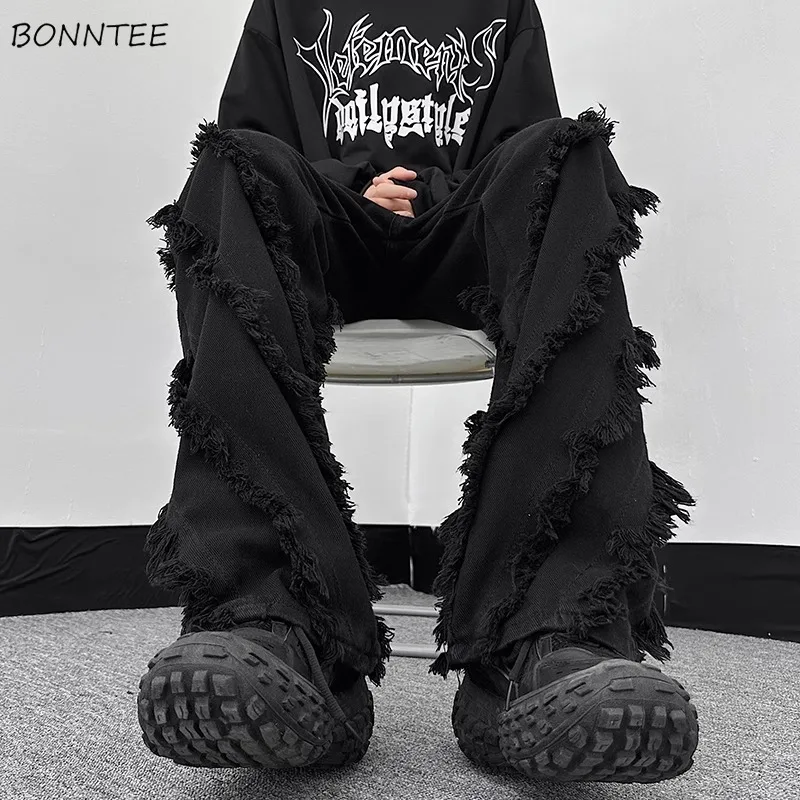 

Американские винтажные модные грубые джинсы для мужчин в стиле хип-хоп, свободные уличные модные универсальные молодежные уличные дизайны Sense