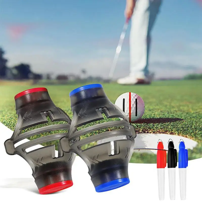 Golf Ball Line Marker Tool Golf Ball Marker Liner Drawing Marker 360-Degree Triple 3-Line Golf Ball Marker Golf Ball Line Marker