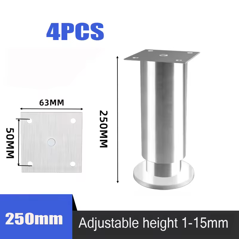 4PCS Height Adjustable Stainless Steel Furniture Feet Legs Kitchen Cabinet Sofa Legs Round Stand furniture leg - Image 7