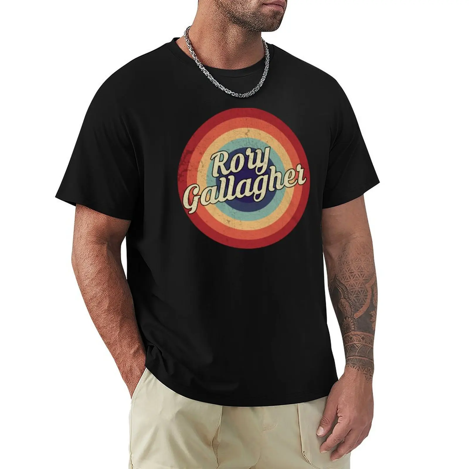 Rory Gallagher - Retro Circle Vintage8 T-Shirt Big Size Daily Wear T-Shirt