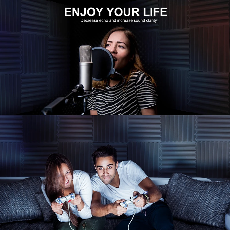 24Pack 1 Inch X 12 Inch X12 Inch Soundproof Foam Panels Sound Absorbing Insulation For Recording Studio, Gaming Room