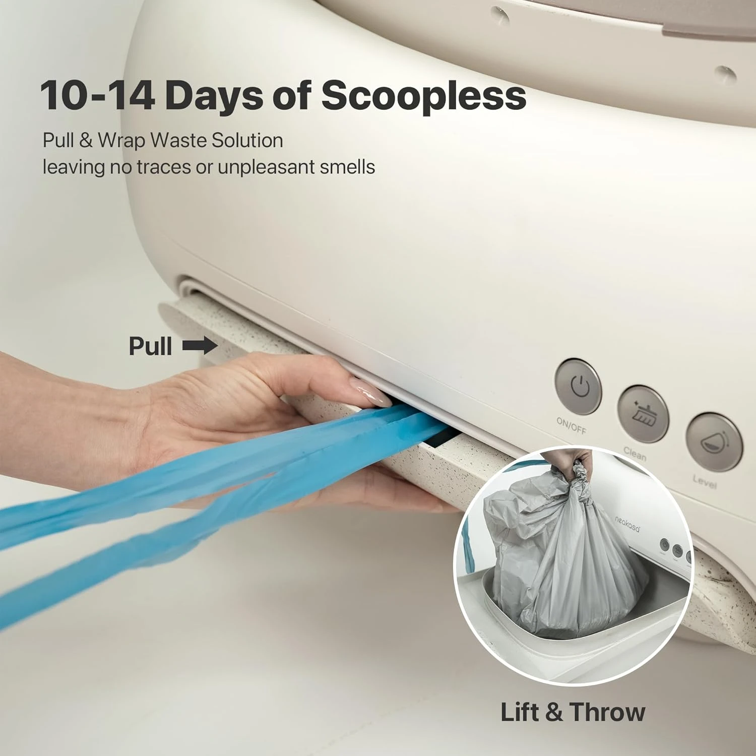 M1 Lite Open-Top Self Cleaning Cat Litter Box, Automatic Cat Litter Box with APP Control, Safety Protection, 1 Roll Waste Bag