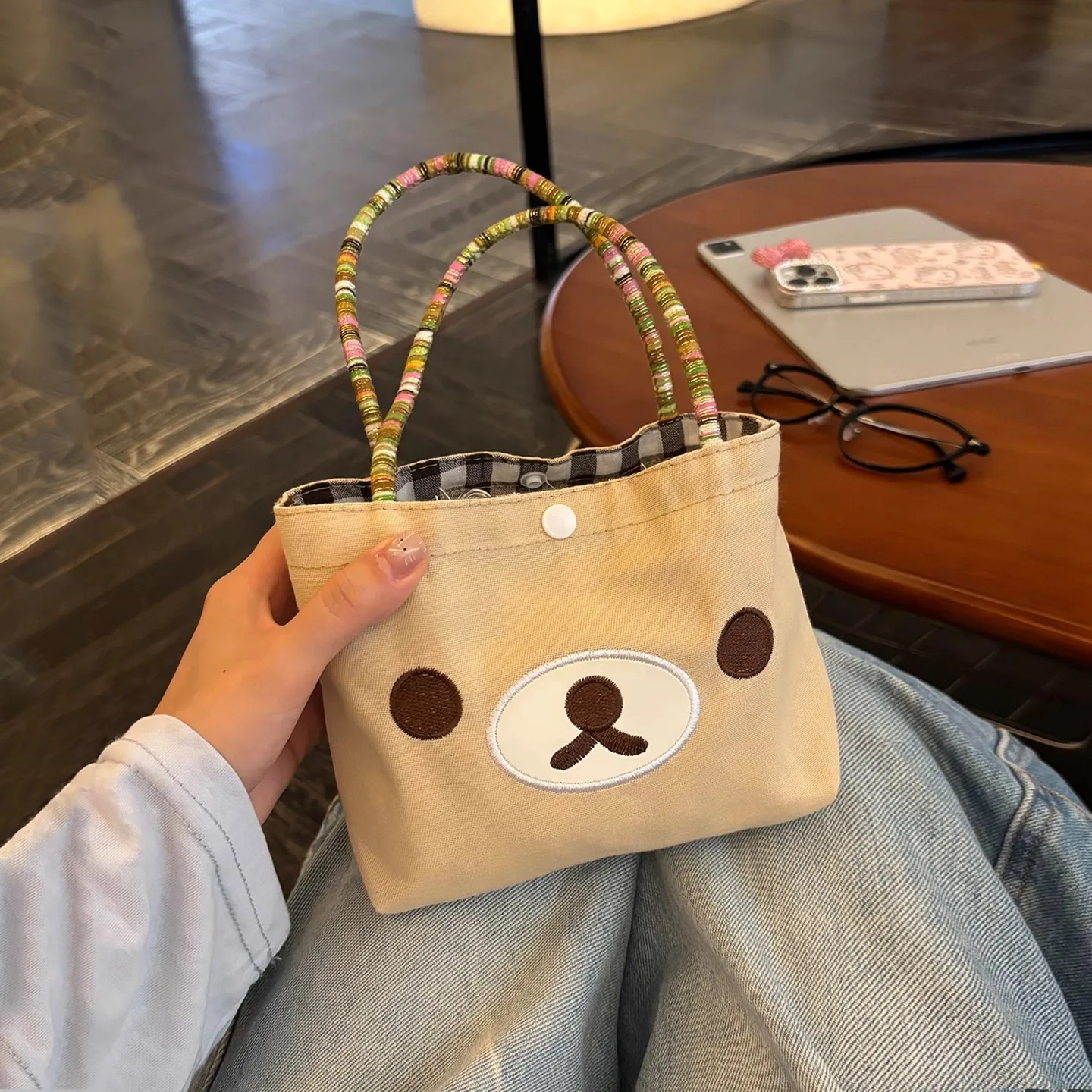 Kawaii Rilakkuma Handbag Shoulder Bag Cute Cartoon Large Capacity Student Storage Anime Tote Bag Girls Christmas Gifts Toys