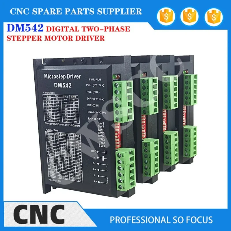 4PCS DM542 Stepper Motor Driver 2-phase Digital Stepper Motor Controller 18-50VDC for Nema17 Nema23 Nema34 CNC Engraving Machine