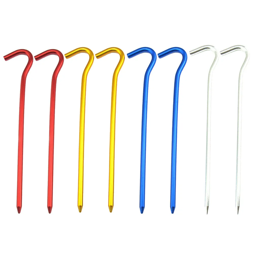 8Pcs Tent Stakes Aluminum Anti-Rust Heavy Duty Sturdy Pegs for Camping Outdoor Tent Canopy Awning Grass Ice Ground Use