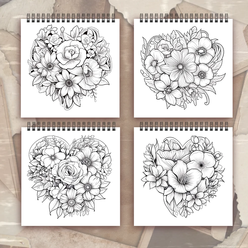 Malbuch für Erwachsene – 30 Blatt, Spiralbindung, speziell für Frauen, 21 x 21 cm, Zeichenbuch, Geburtstagsgeschenk, Geschenk für Feiertagspartys. – Detail 19