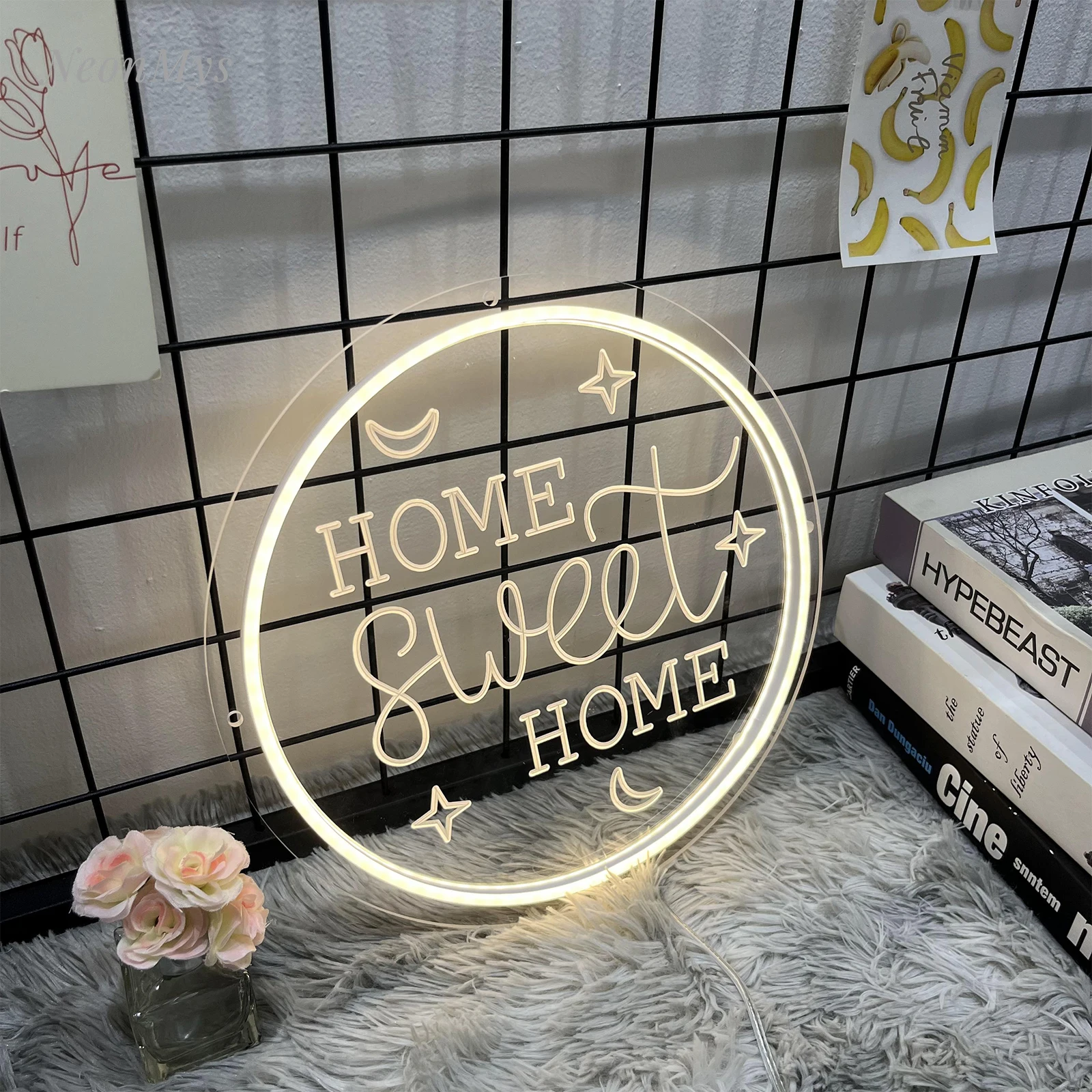 Home Sweet Home-Enseigne au néon sculptée en 3D, personnalisée, hôtel, chambre à coucher, fête, ambiance de mariage, lampe murale à LED, décoration d'intérieur, garçon, fille, cadeau d'anniversaire