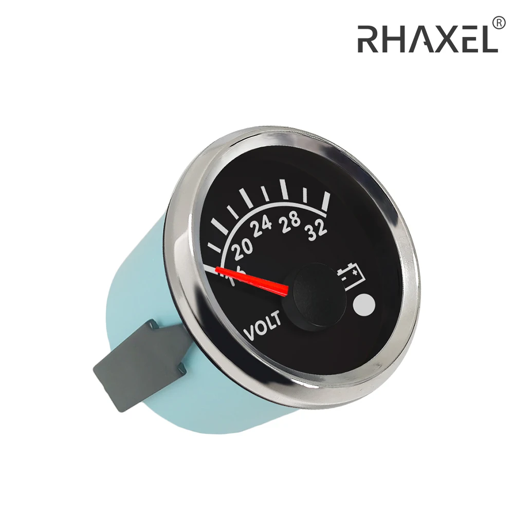 RHAXEL 2inch Voltmeter Volt Gauge 8-16V 16-32V 8-32V with Alarm for Motorcycle VAN Racing with 8 Colors Backlight