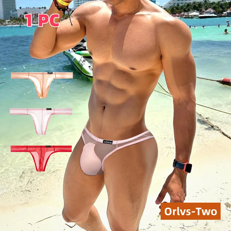 

1 Pair Sexy Briefs Underwear For Men Solid Low-Rise Transparent Underwear Bulge Pouch Underwear Breathable Underpants Panties
