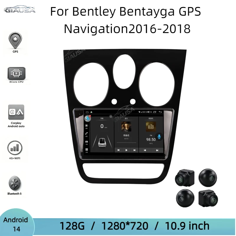 10.9’’ Android 14 Carplay For Bentley Bentayga GPS Navigation Car Radio HD Touch screen Auto Stereo Car Accessories