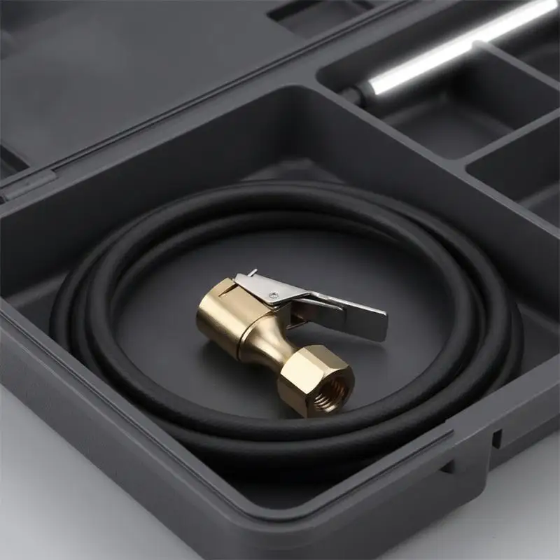 Lock On Open Flow Air Chuck Heavy Duty with Anti-slip Clip Universal Tire Inflator Gauge Accessory for Outdoor Road Trip