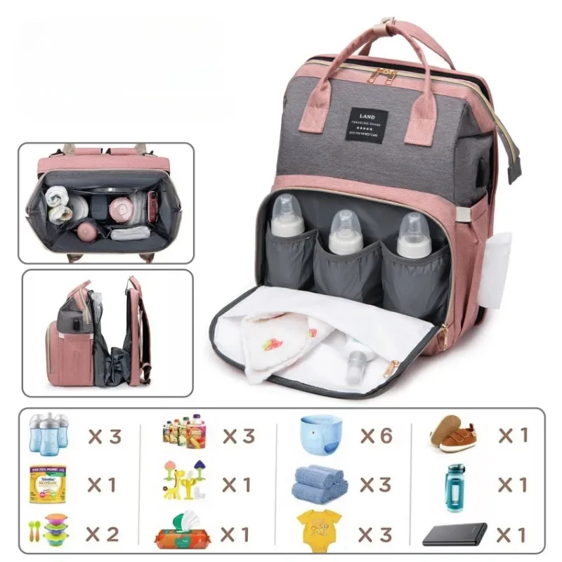 Mommy Baby Diaper Bags Backpack For Stroller Waterproof Large Capacity Changing Pad Mosquito Net Travel Foldable Baby Nappy Bags