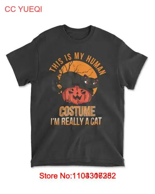 This Is My Human Costume I'm Really A Cat Pumkin Halloween T-Shirt - Men's Stand