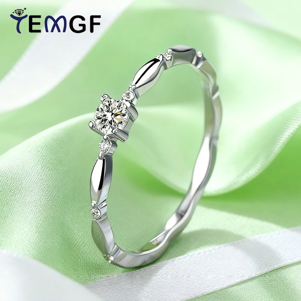 

TEMGF D Color 3mm Moissanite Ring GRA Certification S925 Sterling Silver Thin Ring for Women Fine Jewelry Commuting Fashion Item