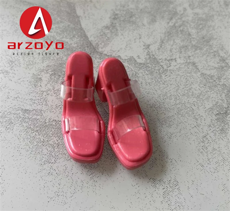 Scala 1/6 Lacci trasparenti classici Suola spessa Pantofole con tacco spesso Tacchi alti alla moda sexy Misura 12 "Action Figure Body