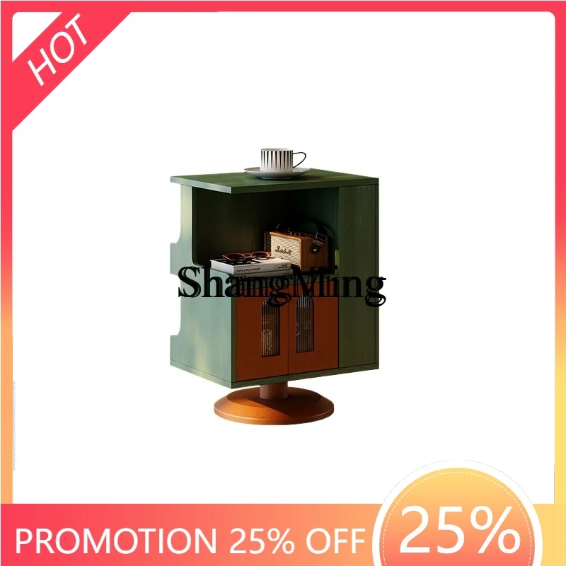 

ZYY retro solid wood small side living room sofa side cabinet Internet celebrity rotatable antique corner cabinet