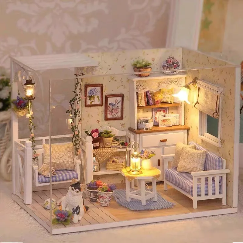 DIY Miniature House Building Kit - Handmade Assembly Construction Toy for Creative Play And Model Making