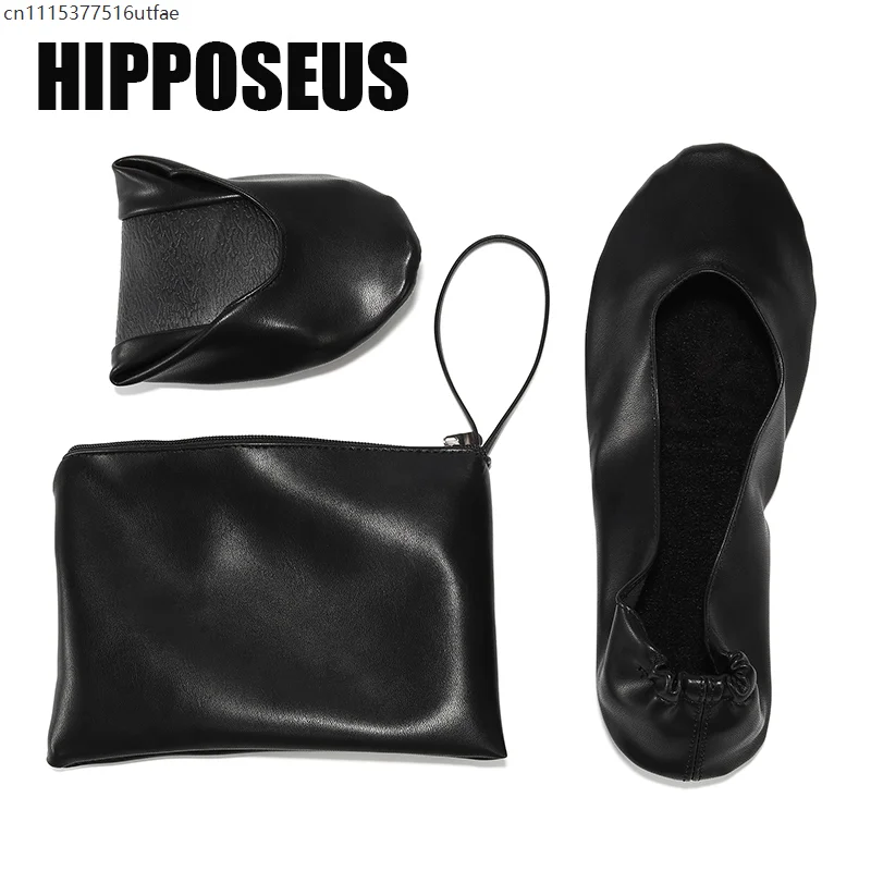 Foldable Ballet Flats For Women Portable Roll Up Soft Dancing Slippers Slip On Flat Shoes With Matching Bag Wedding Travel Wear