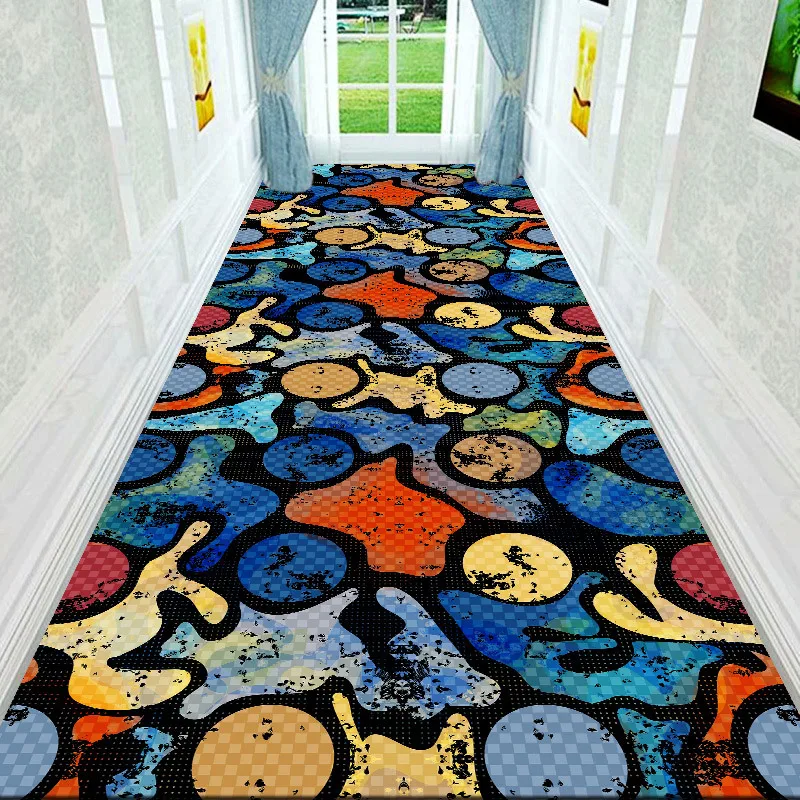 2D Stones Pathway Clear Blue Water Runner Rug Creative Corridor Floor Mat