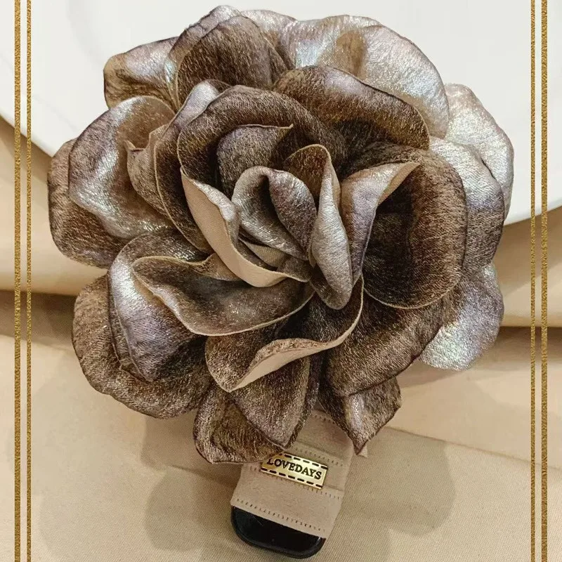 Korean Hair Accessories Fabric Flower Banana Clip Elegant Women's Grip  Commuting Vertical 