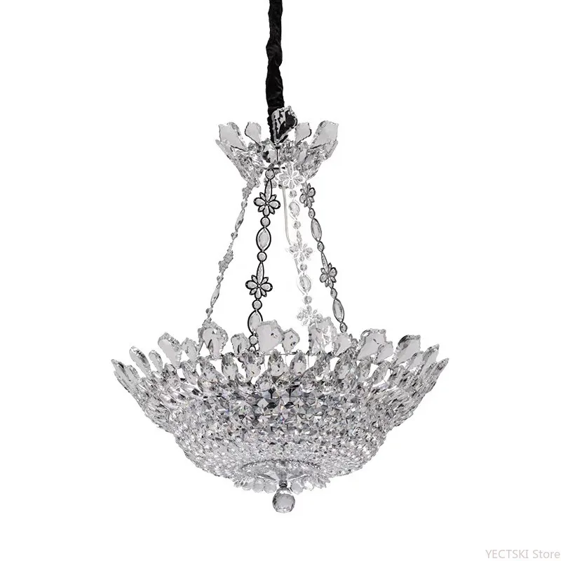 

Italian style light luxury bedroom crystal chandelier, personalized French style new children's room restaurant warm and simple