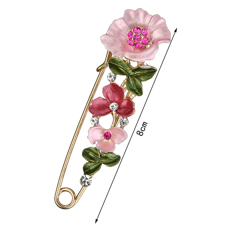 Elegant Rhinestone Pin Flower Enamel Brooch Women Simple Lapel Pin Accessories