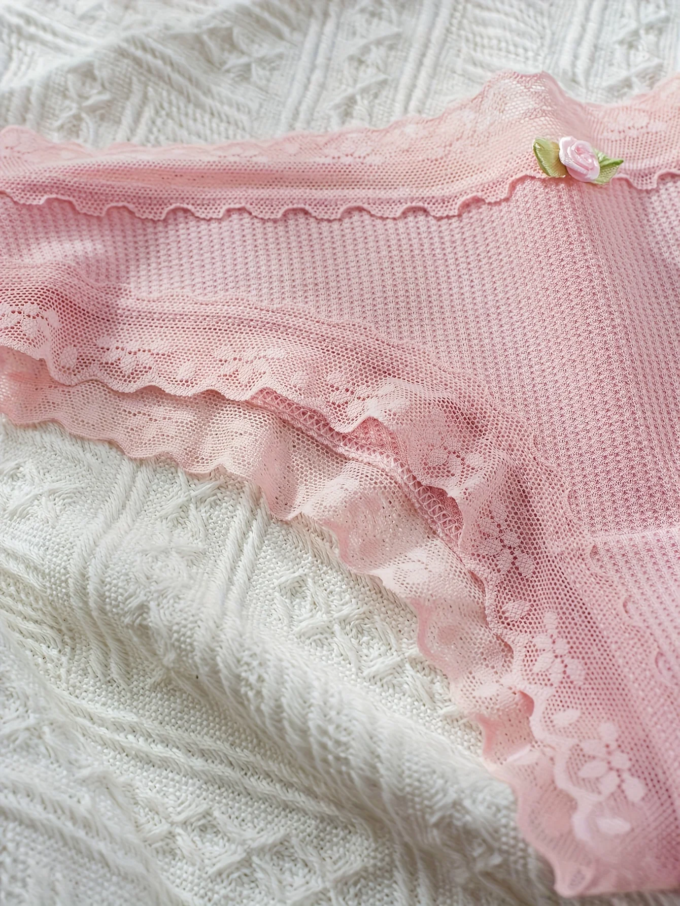 5dílné krajkové kontrastní kalhotky s různobarevným vzorem, pohodlné a stylové dámské spodní prádlo, roztomilé dámské spodní prádlo s motýlkem - náhled 4