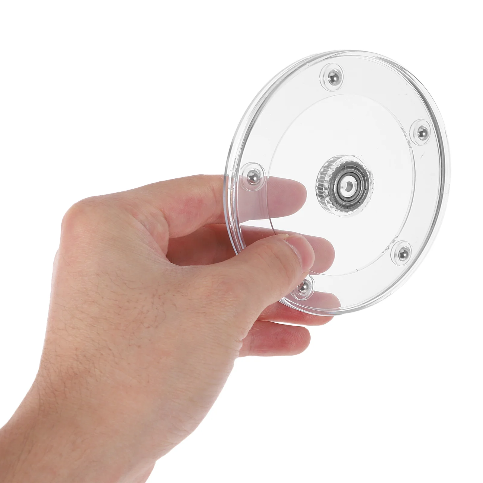 

2pcs Transparent Display Turntable Rotating Base Clear Plastic Swivel Plate For Jewelry Crafts Silent Bearing Serving Tray Table