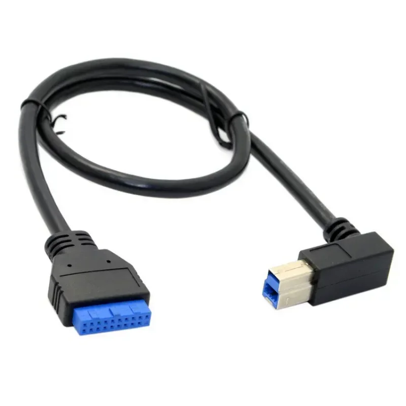 USB 3.0 Main Board 20 Pin to USB 3.0 Type B Male Data Cable 90 Degree Elbow Adapter Cord U3-380