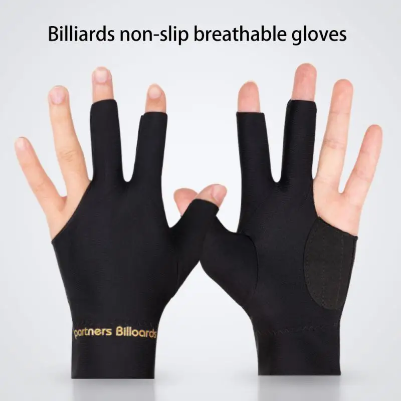 Open Finger Billiard Pool Gloves Adjustable Sticker Polyester Snooker Billiards Gloves Smooth Soft Portable Training Accessories