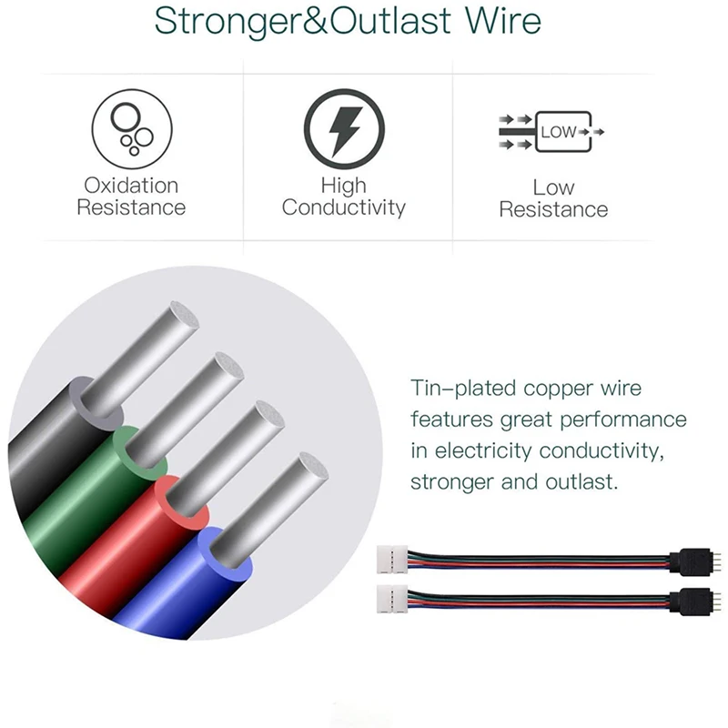 RGB Connector Cable 4 Pin LED Extension Wire 15cm PVC 4 Pin led Connector RGB For Led Strip Light 5050