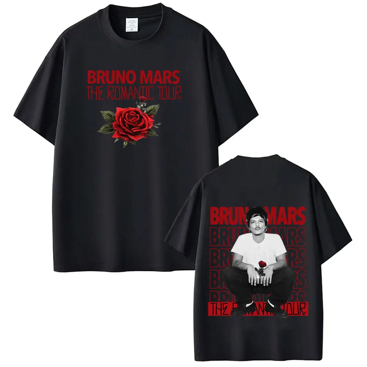 Bruno Mars The Romantic Tour 2026 Print T-Shirt Herren Damen Mode T-Shirts Kurzarm Baumwolle Ästhetischer Trend Hip-Hop T-Shirts – Detail 7
