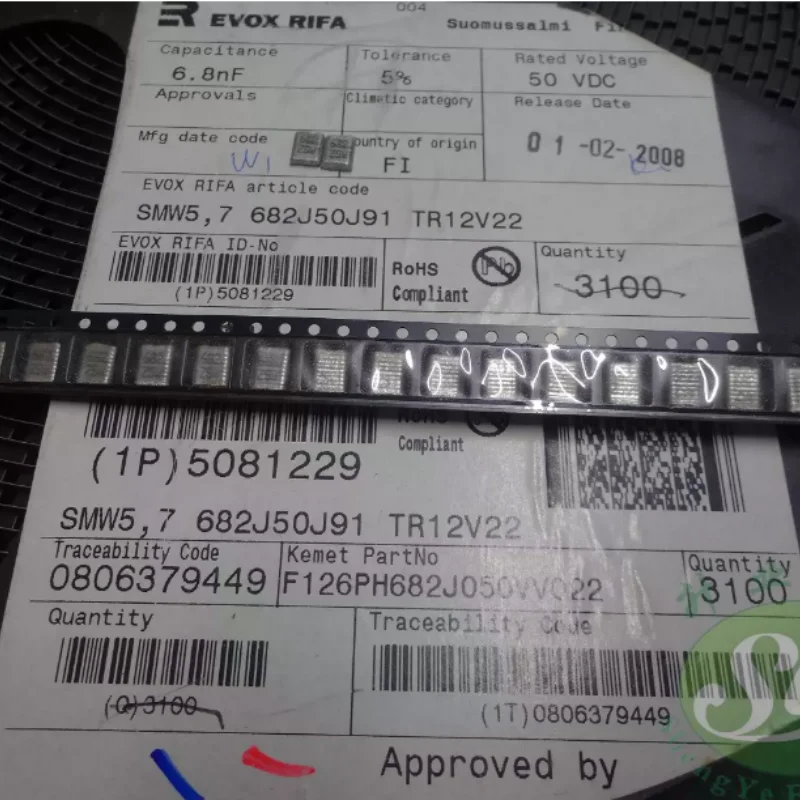 10pcs-100pcs RIFA SMW5 0.0068uf/50v 6.8nf 6800pf 6n8 682 brand new patch film capacitor