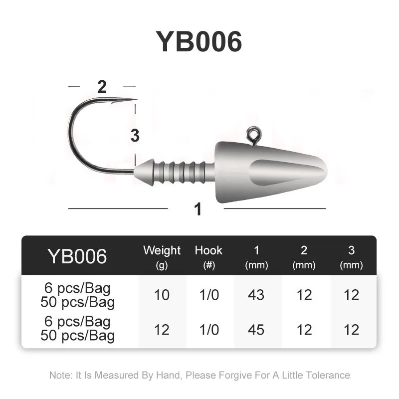 OBSESSION YB006/7 6pc 7g 10g 12g 14g Bullet Ship Screw Head Triangle Metal Jigs Fishing Hooks Spinning Jigging Coating Soft Lure