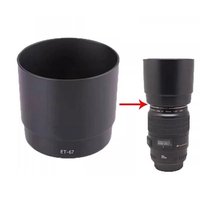 E8BA et67 ABS Sunshade Lens Shade لـ EF 100mm f/2.8 Macro Lens Hound Guard يحمي مرة أخرى الضوء غير المرغوب فيه