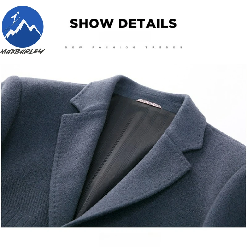 Maxbarley Woolen Overcoat Man 2025 Winter Korean Luxury Slim-fit Warm Suit Jacket High Quality Business Windproof Wool Coat Men