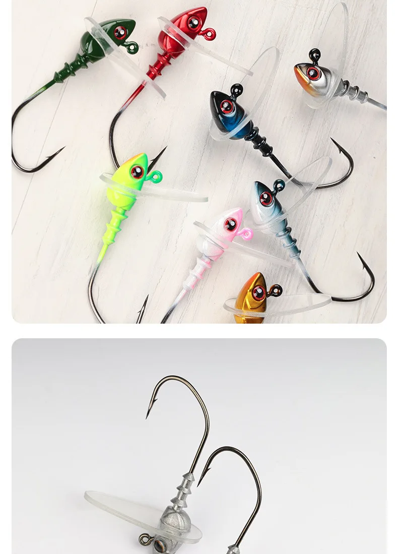 Angeljigkopfhaken mit Tauchbrett 3.5g 5g 7g 10g 14g Sway Swimbait Bassköder Baffle Angelhaken Set 5 Stück SALE – Detail 6
