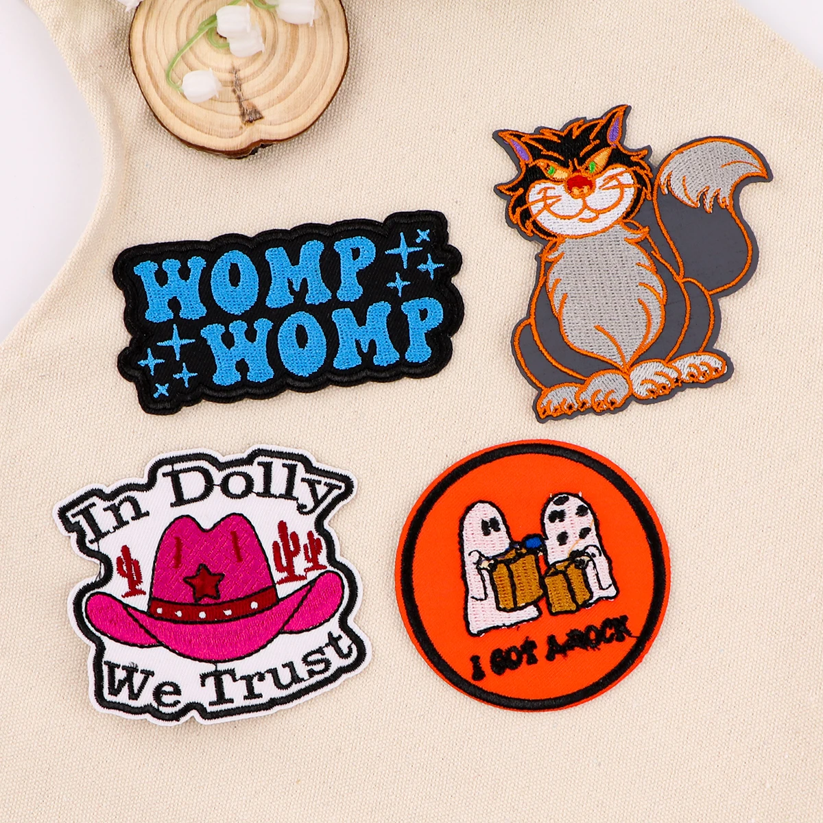 Halloween Ghost Patch Denim Sticker, Quote Cloth Stickers, Cat Adventure Patch, Saco de chapéu, Patches de tecido fofos