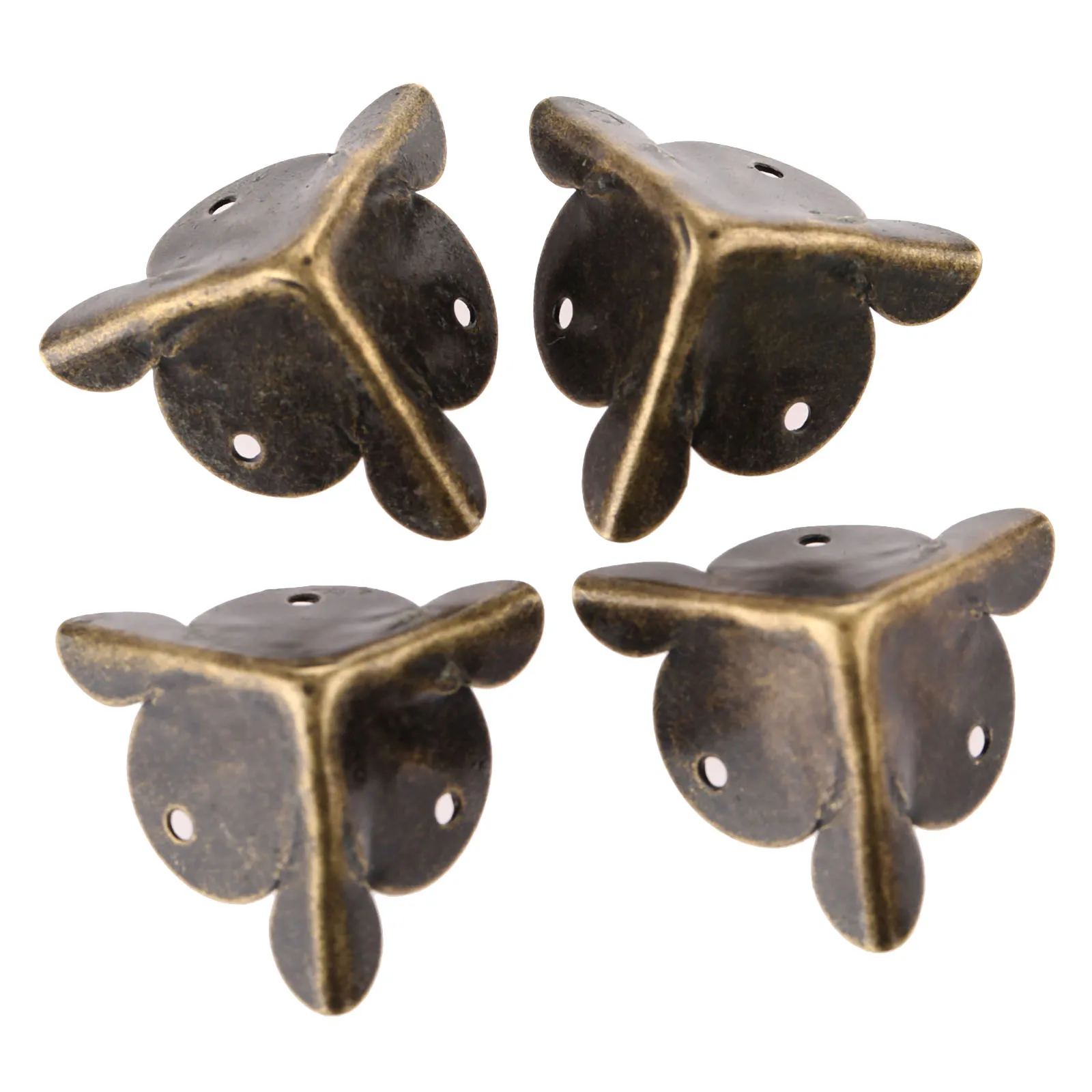 4pcs Antique Corner Bracket Jewelry Gift Box Wood Decorative Feet Leg Corner Decorative Protector Furniture Fittings+nails