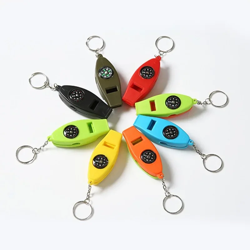 Outdoor Compass Whistle Thermometer Combo in 1 Keychain Survival Multitool Compass for Outdoor Hiking Emergency Adventure