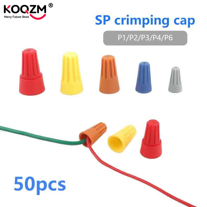 50Pcs Electrical Insulated Crimp Twist Terminal Colorful Quick Wire Connector Nut Spring End Cap Connection AWG24-7 AWG24-14