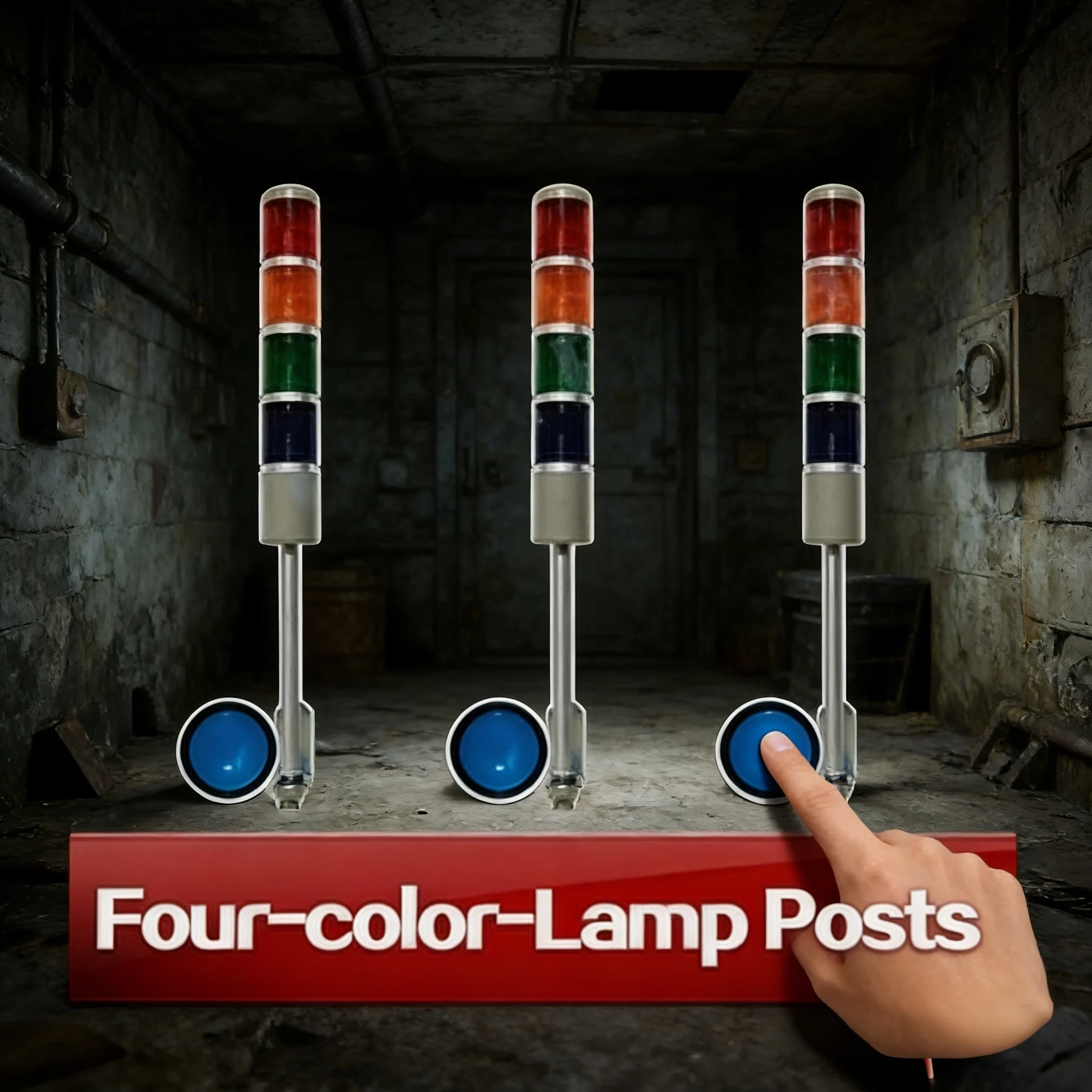 Room Escape Props Alarm light Warning lamp Four-color Lamp Posts adjust the color to the correct color to unlock