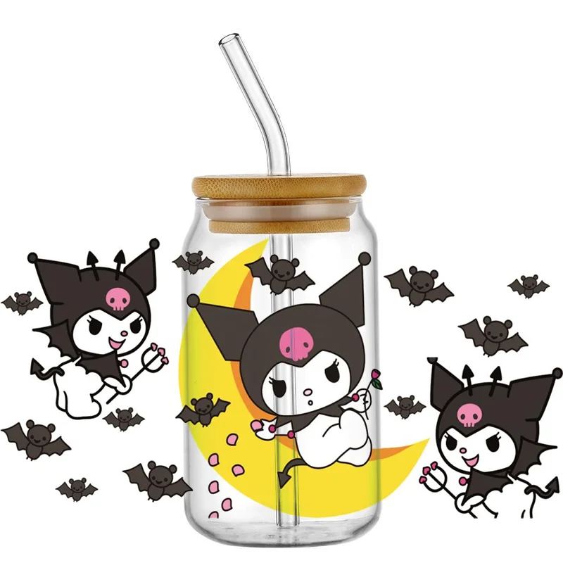 

New Design Kuromi Sanrio 16oz Libbey UV DTF Cup Wrap Transfer Custom Label DIY Logo Self adhesive Mug Decal Sticker decoration